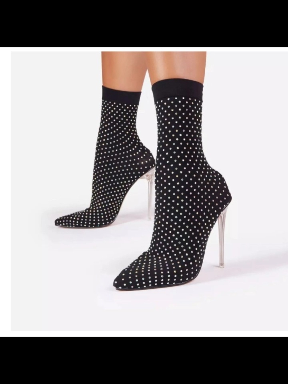 Lemonade "Mayhem" Beaded Sock Stretch Style Stiletto Heeled Booties size 8.5